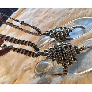 Silver-tone ankle strap jewelry style sandal